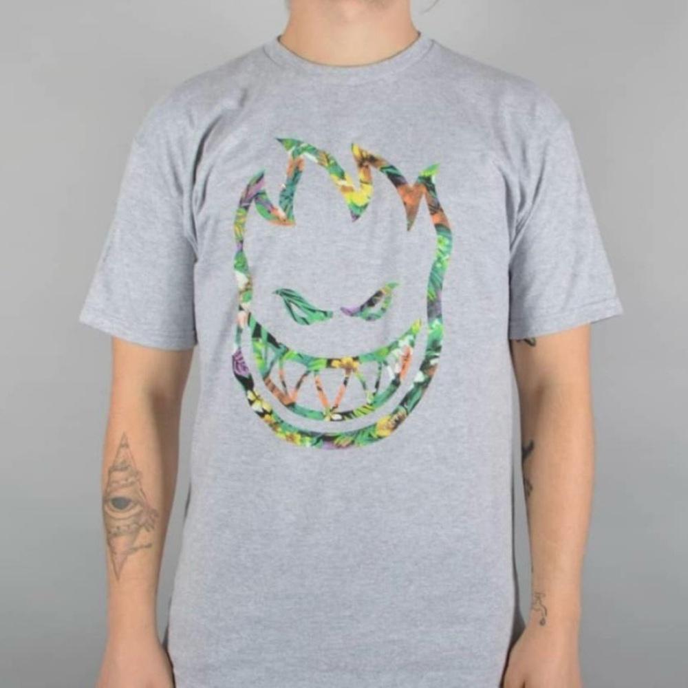 Spitfire Wheels Bighead Floral Fill Skate Tee Grey Sz S